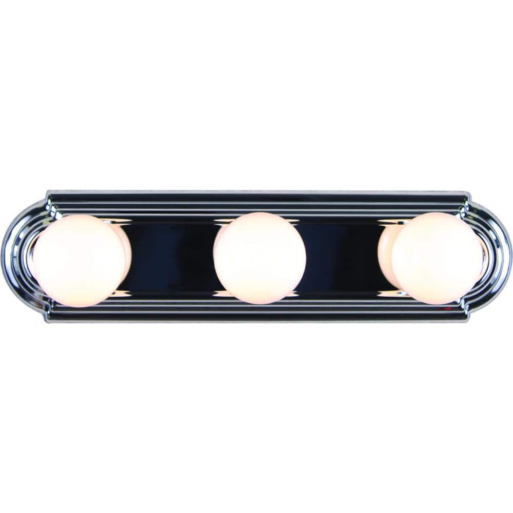 Polished Chrome 3-Light Dimmable Bathroom Vanity Fixture