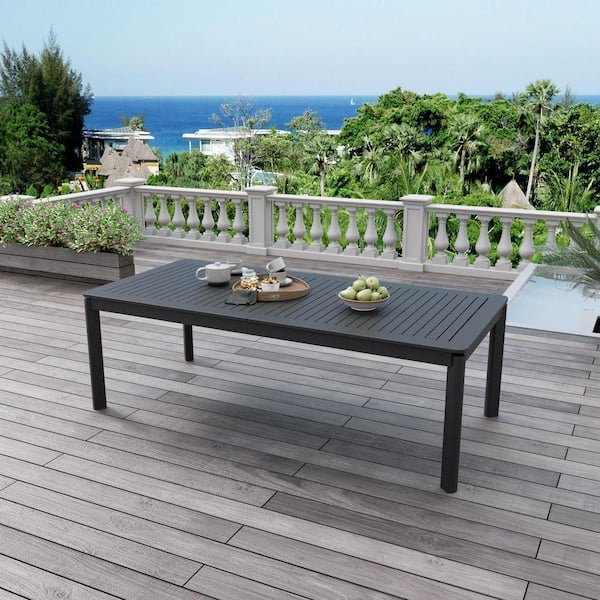 DESwan Black Aluminum Rectangle Outdoor Dining Table with