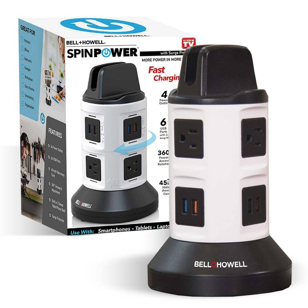 Bell + Howell 4-Outlets / 6 USB Spin Power - The Ultimate Smart Charging Station