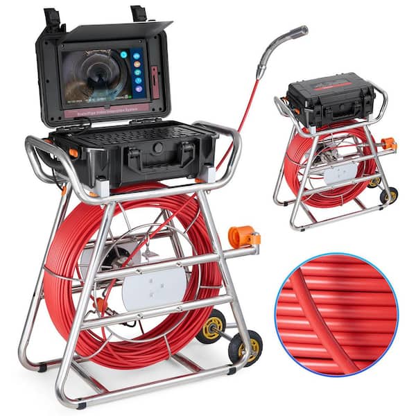 328 ft. Sewer Camera, Self-Leveling, 10.1 in. Touchscreen, 512Hz, IP67,12 LEDs, 32GB Card, Distance Counter