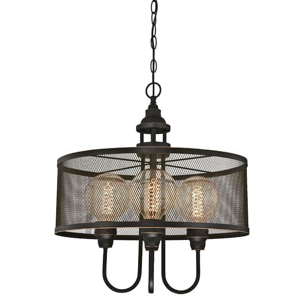 Westinghouse Walter 4-Light Oil Rubbed Bronze with Highlights Chandelier with Mesh Shade