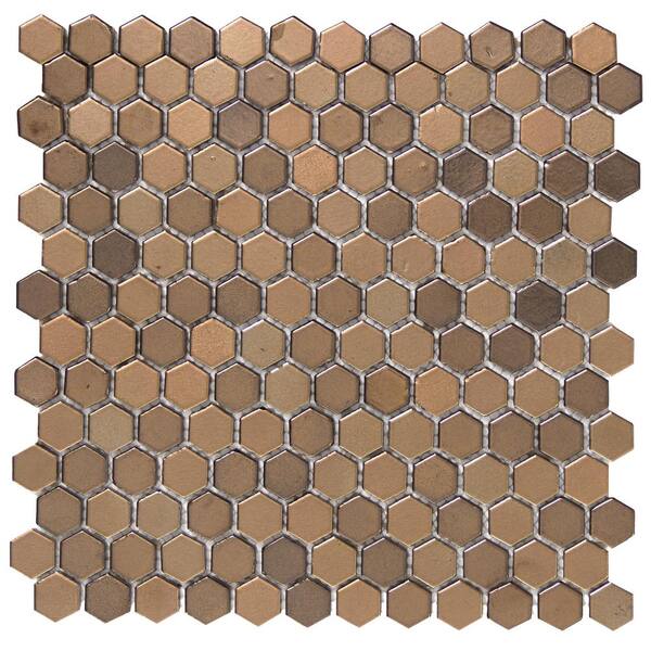 Emser Confetti Bronze 11.81 in. x 11.81 in. x 8mm Porcelain Mesh-Mounted Mosaic Tile (1.02 sq. ft.)