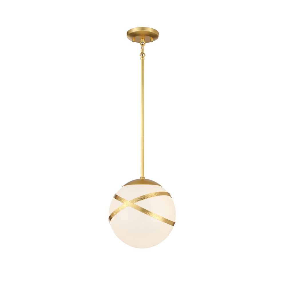 Batignolles 60-Watt 1-Light Spring Gold Mini Pendant Light with White Glass Shade and No Bulbs Included price history on PriceWatchPro