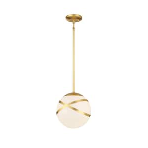 Batignolles 60-Watt 1-Light Spring Gold Mini Pendant Light with White Glass Shade and No Bulbs Included