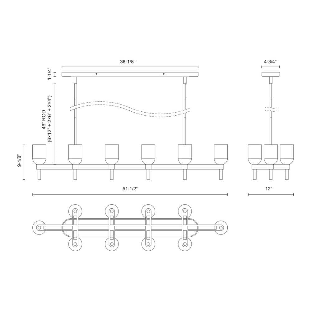 Lucian 52" Polished Nickel and Alabaster 10-Light Linear Pendant