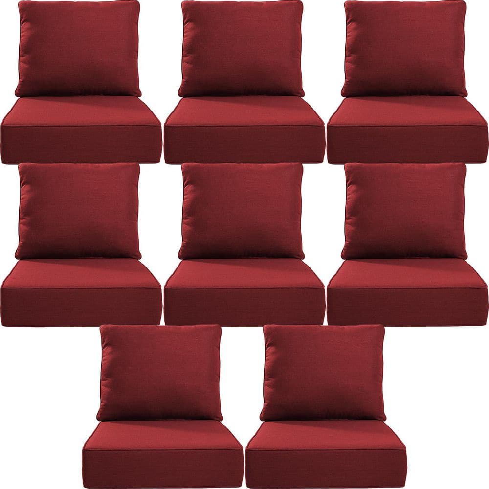 24 x 24 x 6 in. Thick Set of 8 Deep Seating Outdoor Lounge Chair Replacement Cushion in Red price history on PriceWatchPro
