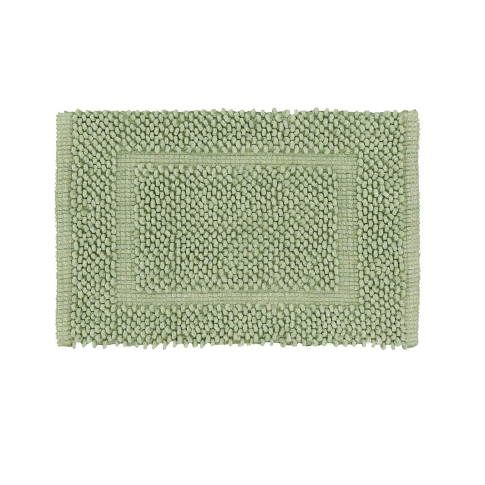 Sage Green Cotton Chenille Non-Slip Bath Mat 17" x 24"