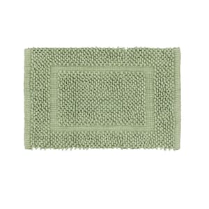 Sophie Border Green 17 in. x 24 in. Cotton Textured Bath Mat