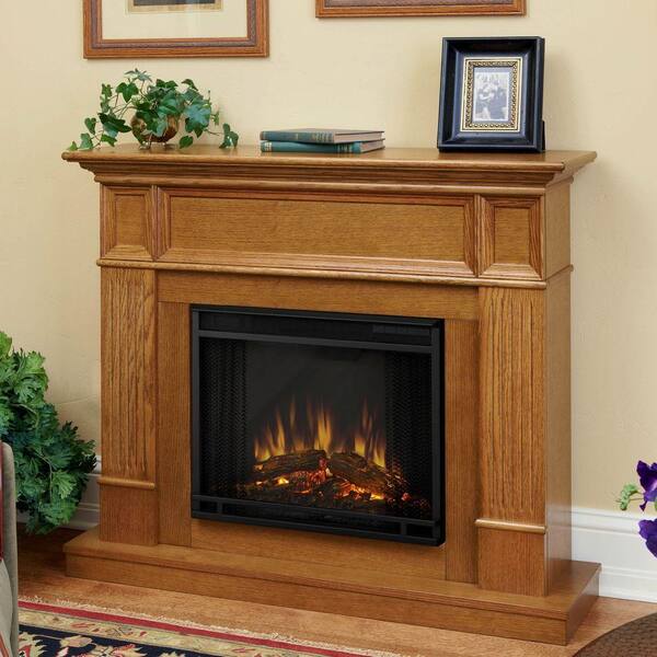 Real Flame Camden 45 in. Convertible Electric Fireplace in Light Oak