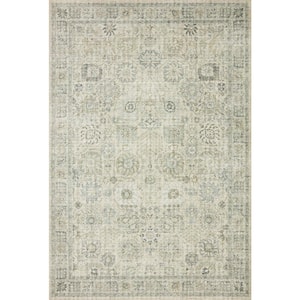 Skye Natural/Sage 8 ft. x 8 ft. Round Printed Distressed Oriental Area Rug