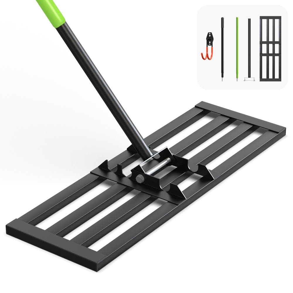 SEEUTEK Lawn Leveling Rake 30”x10”, Adjustable Ground Leveler Tool