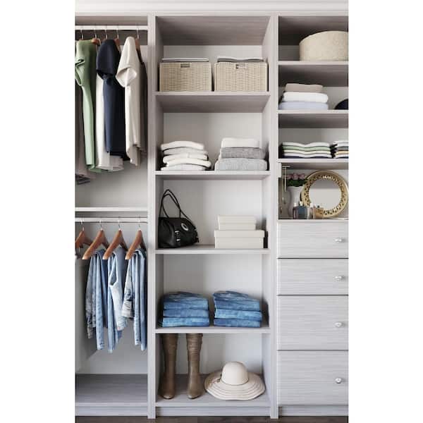 14 in. W D x 25.375 in. W x 84 in. H Seashore Grey Shelving Tower Wood Closet System