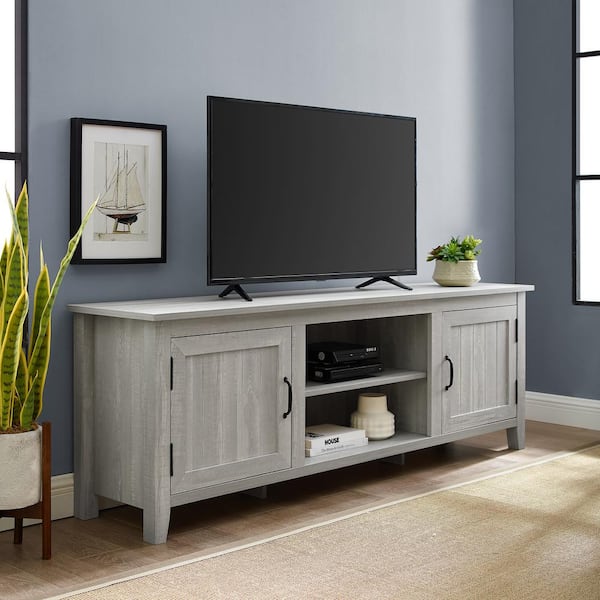 Walker Edison Furniture Company 70 in. Stone Grey Composite TV Stand with Storage Doors (Max tv size 78 in.)