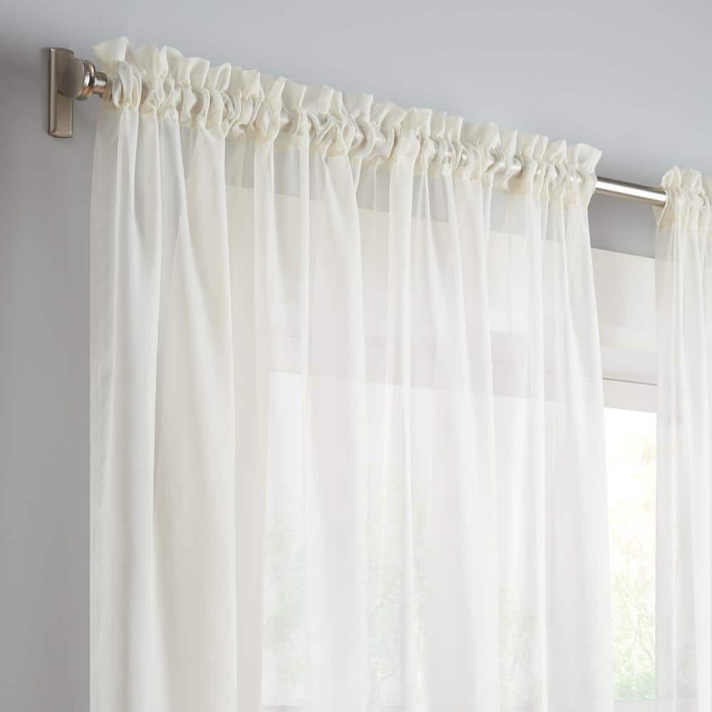 Ivory Sheer Rod Pocket Polyester Drape Panel