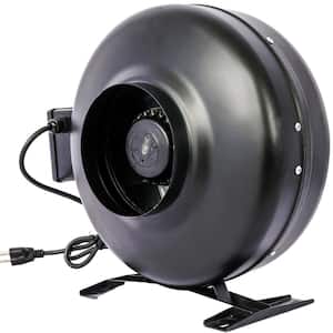 6 in. 412 CFM Inline Duct Fan: Air Circulation Vent Blower Floor Fan in Black for Hydroponics, Basements, and Kitchens