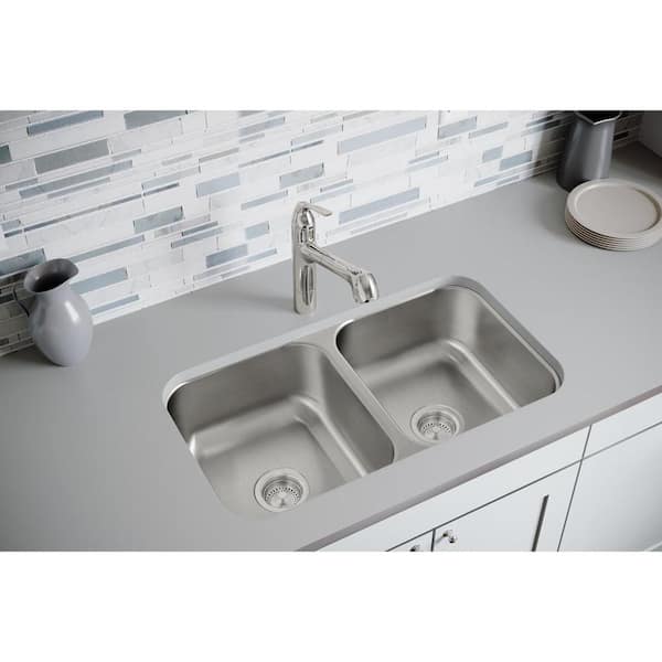 Dayton 31.75 in. Undermount 50/50 Double Bowl 18 Gauge Stainless Steel Sink Only