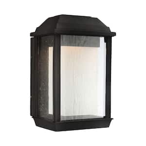 McHenry 1-Light Textured Black Outdoor 11.125 in. Integrated LED Wall Lantern Sconce