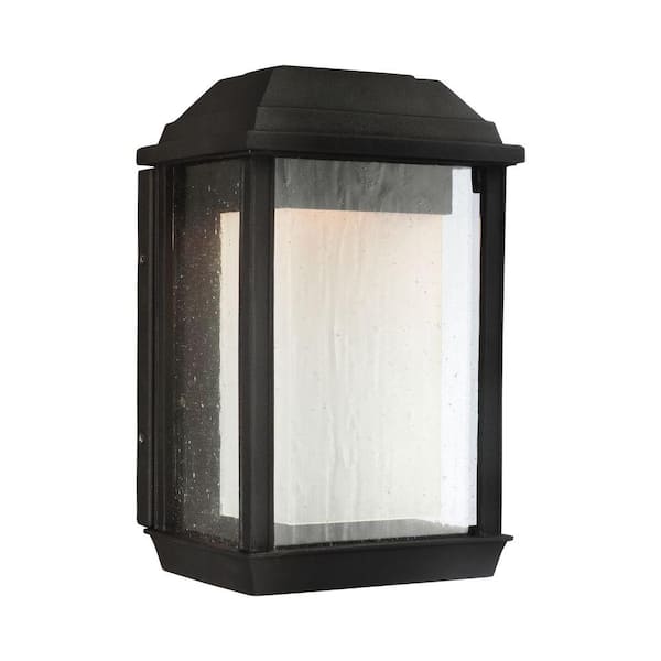 Generation Lighting McHenry 1-Light Textured Black Outdoor 11.125 in. Integrated LED Wall Lantern Sconce