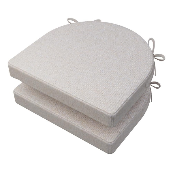 AAAAAcessories 17 in. X 16 in.Indoor strappy non-slip chair cushion for multi-scenario setups in Ivory (2PACK)