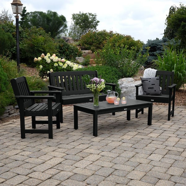 Highwood Lehigh Black 4-Piece Recycled Plastic Outdoor Conversation Set