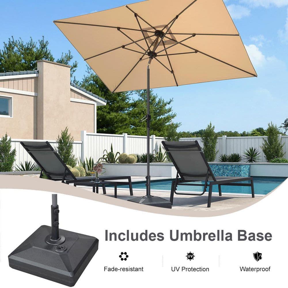 6 ft. x 9 ft. Square Aluminum Auto-Tilt Outdoor Market Patio Umbrella with base in Beige price history on PriceWatchPro