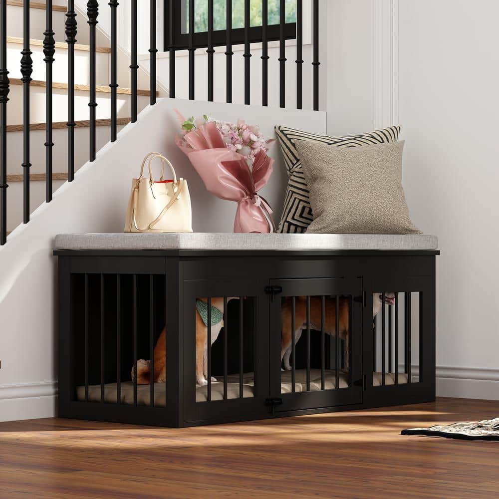 FUFU&GAGA Indoor Modern Crates Entryway Bench Furniture, Wooden