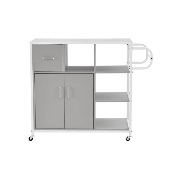 Flynama Grey Kitchen Cart with Drawers and Wheels