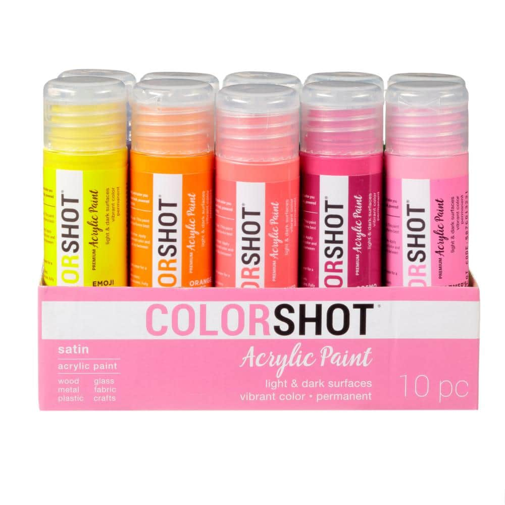 COLORSHOT 2 oz. 10-Color Bright Craft Paint Set 43831 - The Home Depot