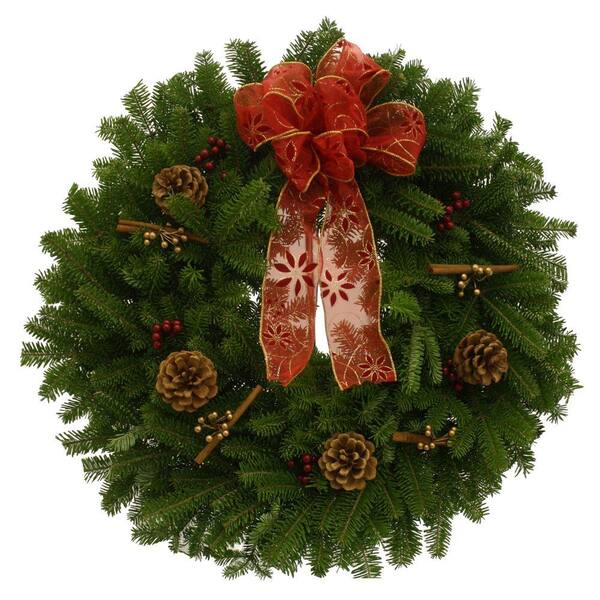 Worcester Wreath 24 in. Balsam Fir Cinnamon Stick Fresh Wreath : Multiple Ship Weeks Available
