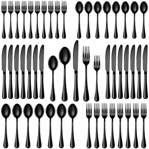 40-Piece Classic Black Stainless Steel Flatware Set(Service for 8)