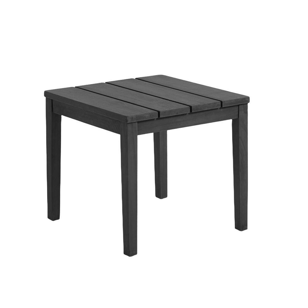 Teak Wood Black Patio Outdoor Side Table