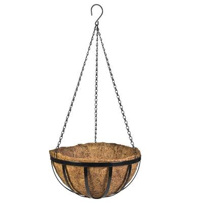 14 in. Metal English Hanging Coco Basket