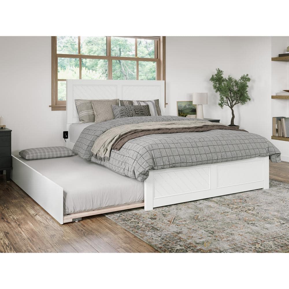 AFI Canyon White Solid Wood Queen Platform Bed with Matching Footboard ...