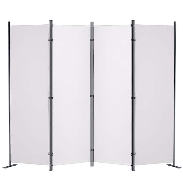 VEVOR Room Divider 5.6 ft. Fabric Partition Room Dividers and Folding Privacy Screens 4 Panel for Office, Bedroom (White)