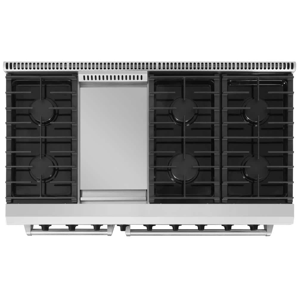 Thor Kitchen 48" Stainless Steel Dual Oven Gas Range with Griddle