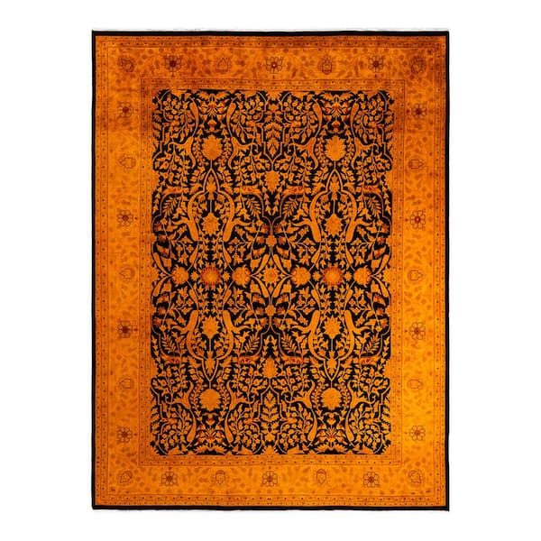 Fine Vibrance Black 9 ft. x 12 ft. Solid Wool Indoor Area Rug