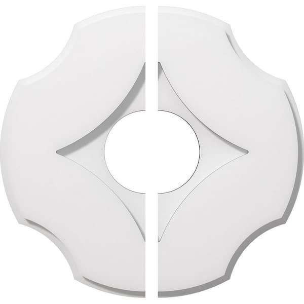 Ekena Millwork 1 in. P X 4-3/4 in. C X 14 in. OD X 4 in. ID Percival Architectural Grade PVC Contemporary Ceiling Medallion, Two Piece