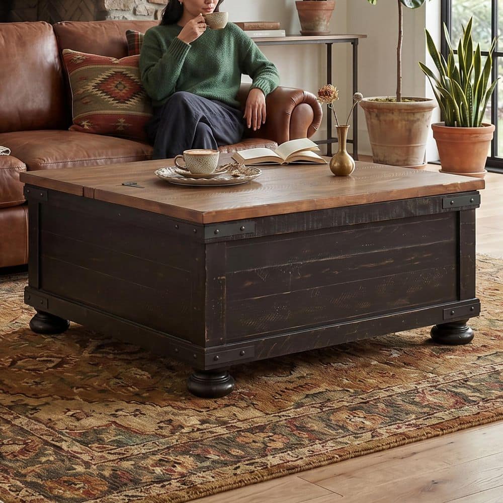 Signature DESIGN BY ASHLEY Valebeck 36 in. Black/Brown Square Wood