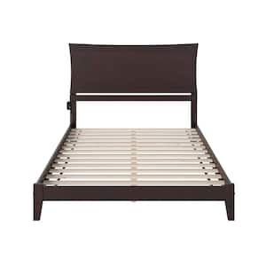 Metro Espresso King Solid Wood Frame Low Profile Platform Bed with Attachable USB Device Charger