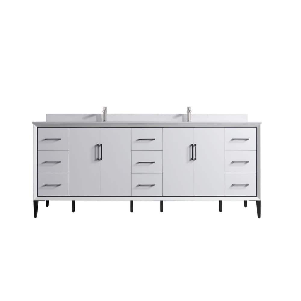 VSD 84 in. W x 22 in. D x 35 in. H Double Sink Freestanding Bath Vanity in 