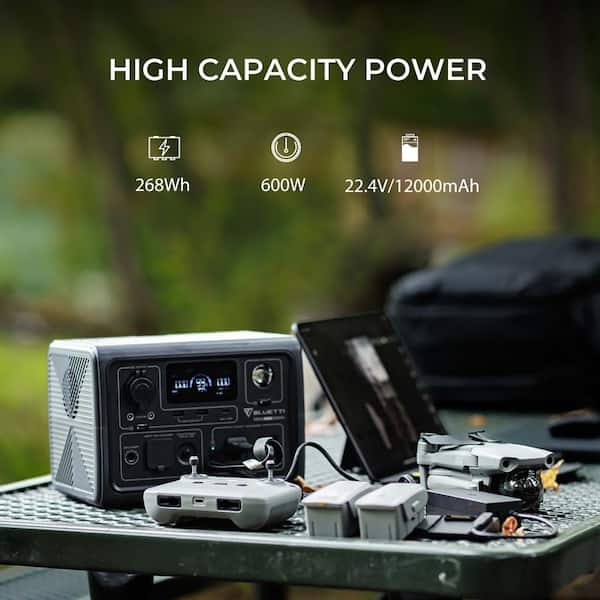 BLUETTI 600W Continuous/1200W Push Button Start LiFePO4 Battery Solar  Generator Peak Output Power Station EB3A Gray for Outdoors EB3AGR - The  Home Depot