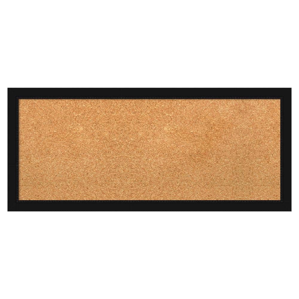 Natural Cork Bulletin Board with Black Plastic Frame, 14" x 32"