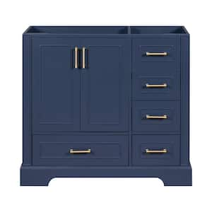 35.40 in. W x 17.80 in. D x 33.00 in. H Bath Vanity Cabinet without Top in Blue with 4-Drawers, Soft Closing Doors