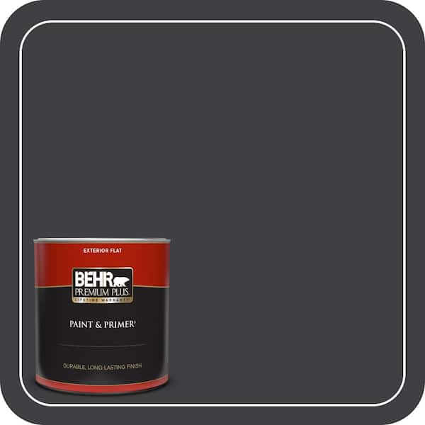 BEHR PREMIUM PLUS 1 qt. Home Decorators Collection. #HDC-MD-04 Totally Black Flat Exterior Paint & Primer