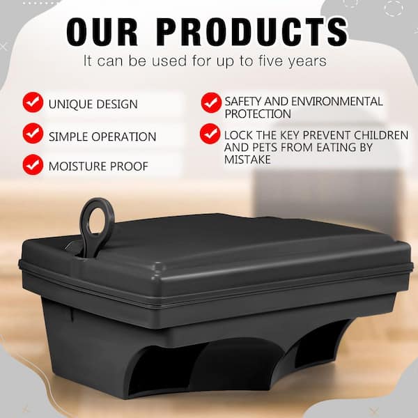 N/A Outdoor Rodent Bait Station with Keys, Reusable Heavy Duty