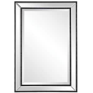 22 in. W x 32 in. H Rectangular Polystyrene Organic Framed Wall Bathroom Vanity Mirror in Black