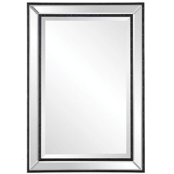 Home Decorators Collection 22 in. W x 32 in. H Rectangular Polystyrene Organic Framed Wall Bathroom Vanity Mirror in Black