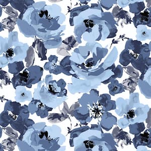 20 in. x 18 in. Blue Garden Floral Tufted Outdoor Seat Cushion (2-Pack)