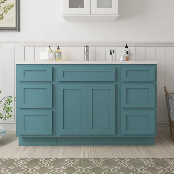 54 in. W x 21 in. D x 32.5 in. H Bath Vanity Cabinet without Top in Sea Green
