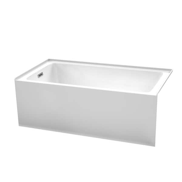Wyndham Collection Grayley 60 in. L x 32 in. W Acrylic Left Hand Drain Rectangular Alcove Bathtub in White with Chrome Trim